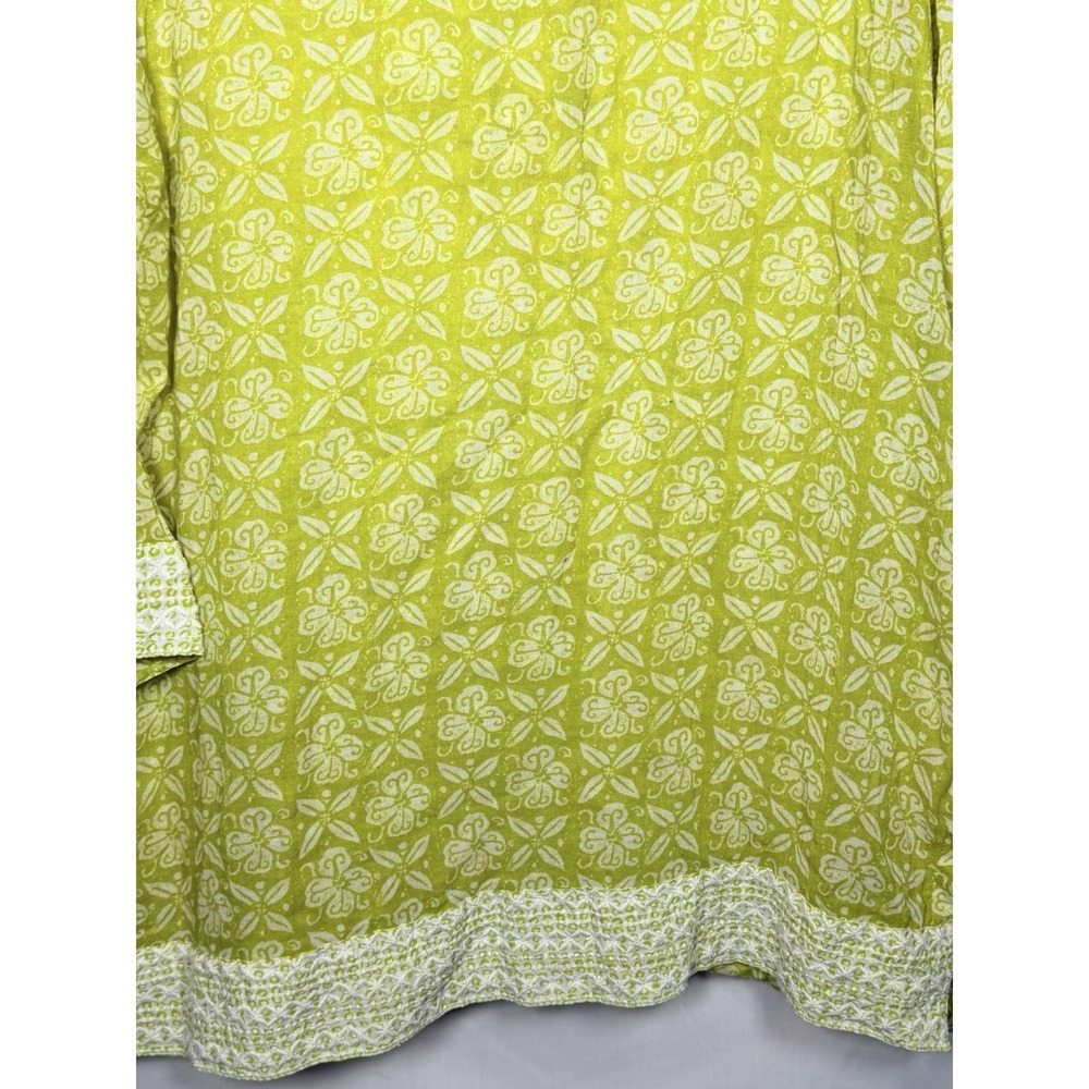 Sigrid Olsen Lime Green Embroidered Cotton Tunic Top XL Boho Coastal - Picture 7 of 9